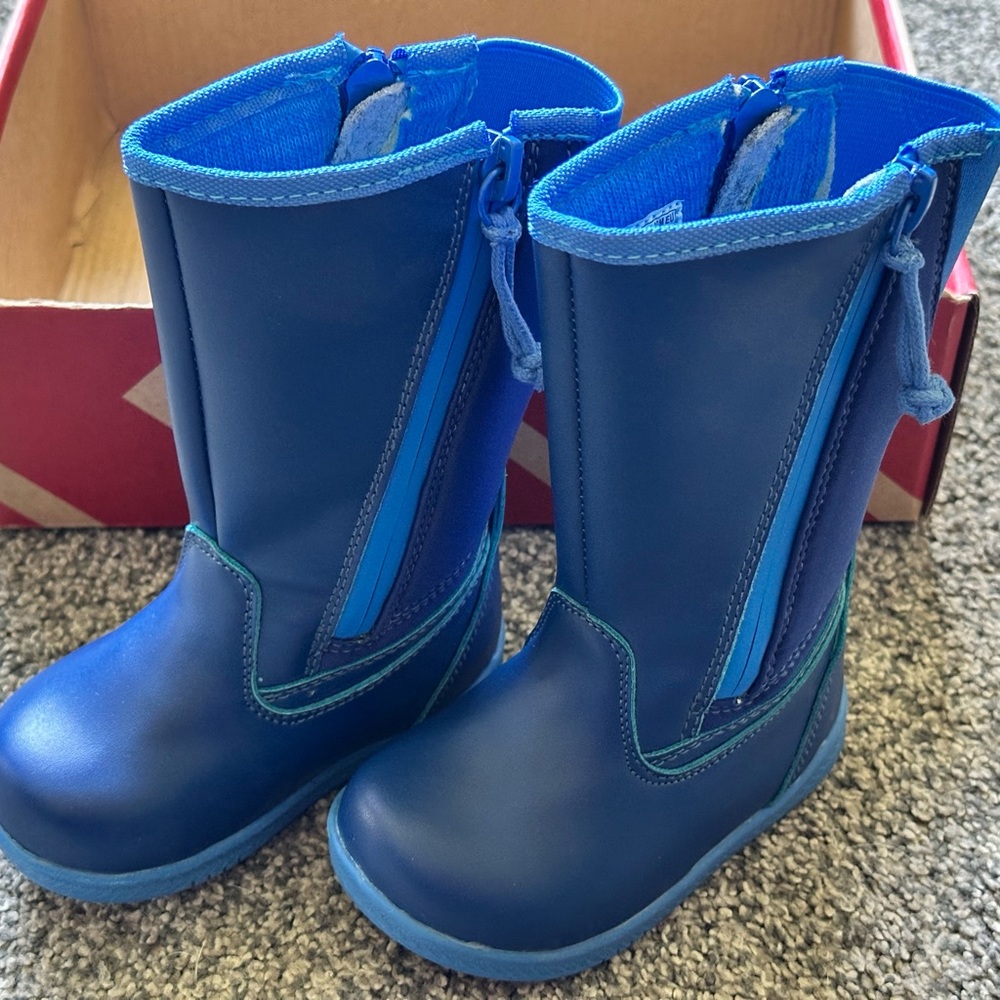 Kids' Blue Rain Boots with Zipper
